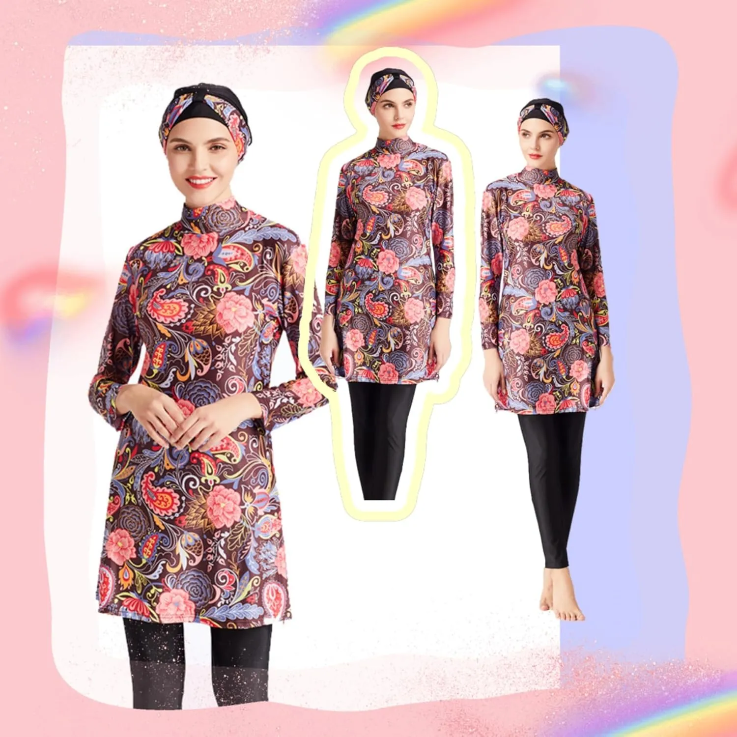 SARBUTER Muslim Swimwear for Women Modest Full Cover Swimsuit Long Sleeve Hijab Burkini
