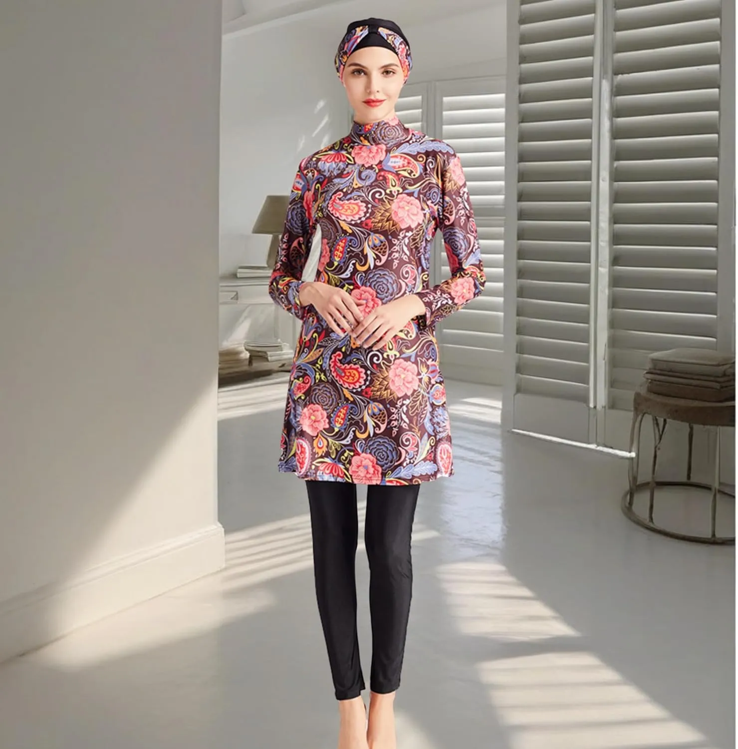 SARBUTER Muslim Swimwear for Women Modest Full Cover Swimsuit Long Sleeve Hijab Burkini