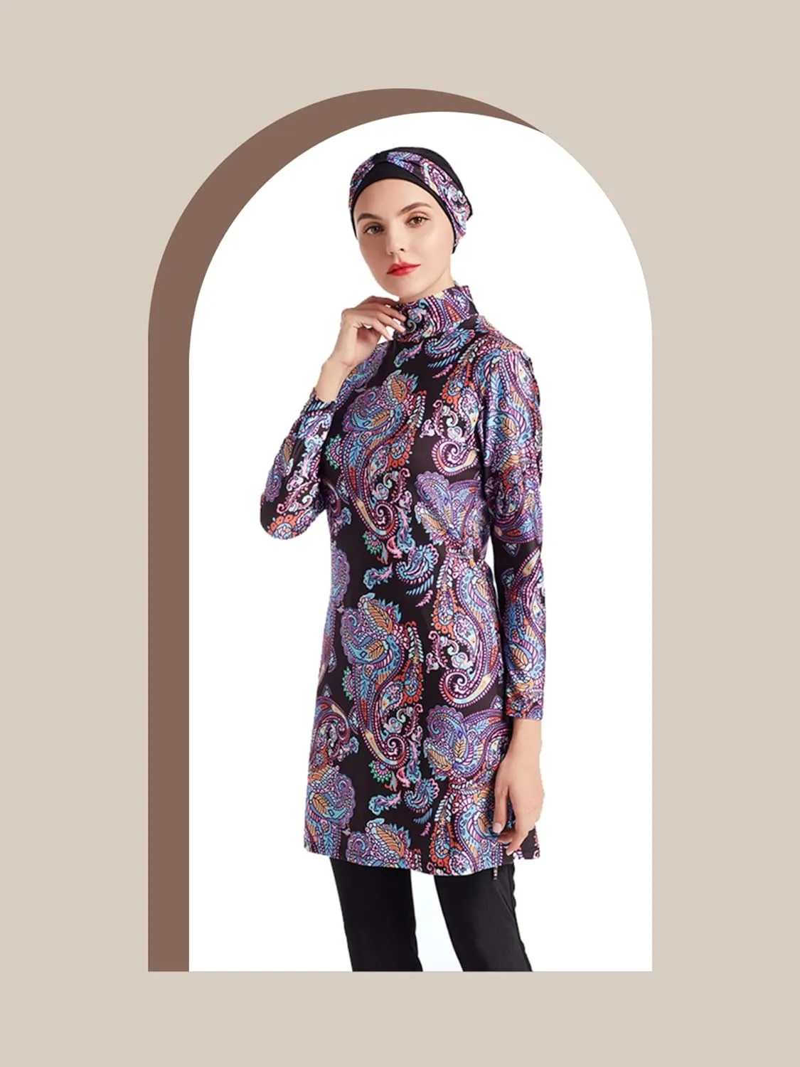 SARBUTER Muslim Swimwear for Women Modest Full Cover Swimsuit Long Sleeve Hijab Burkini