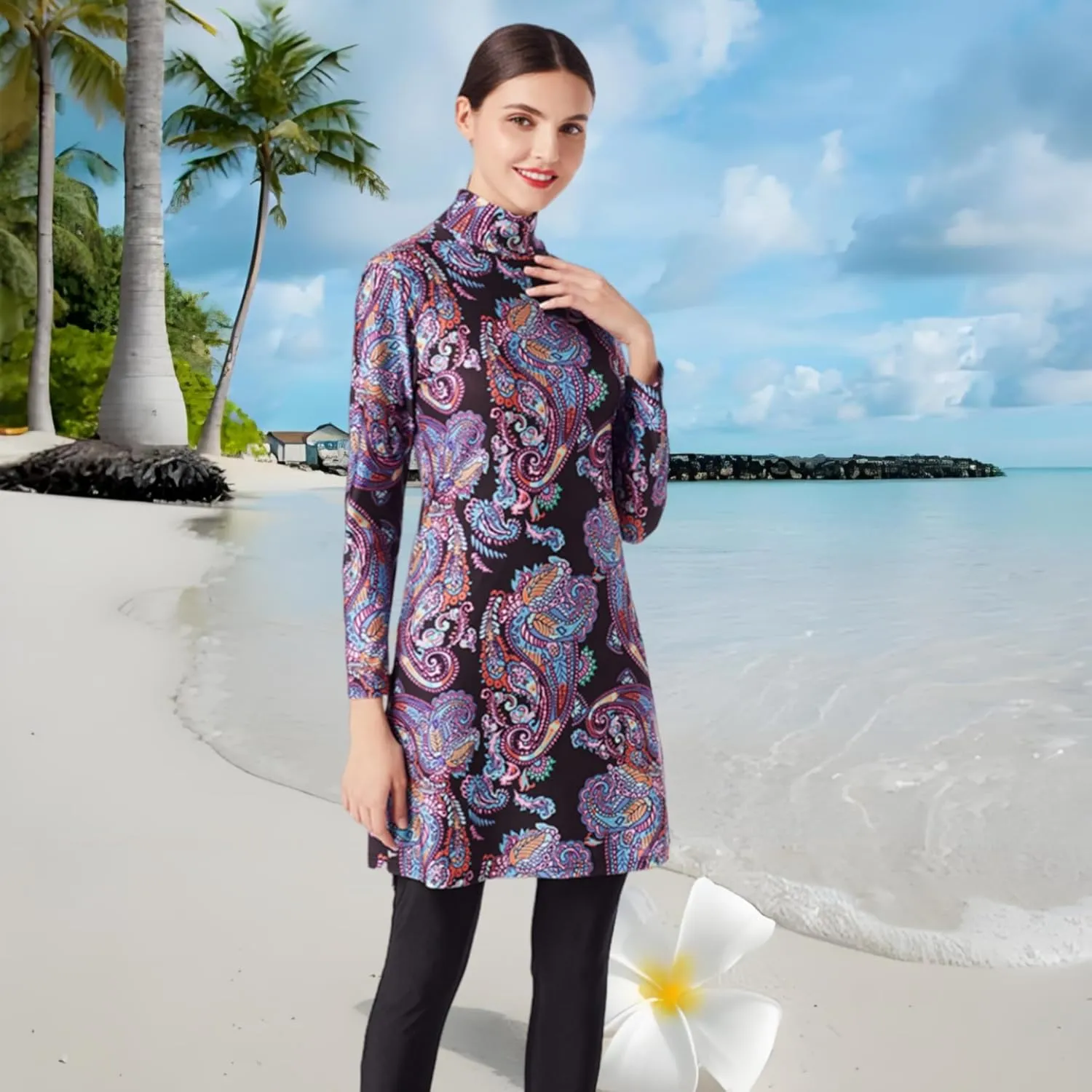 SARBUTER Muslim Swimwear for Women Modest Full Cover Swimsuit Long Sleeve Hijab Burkini
