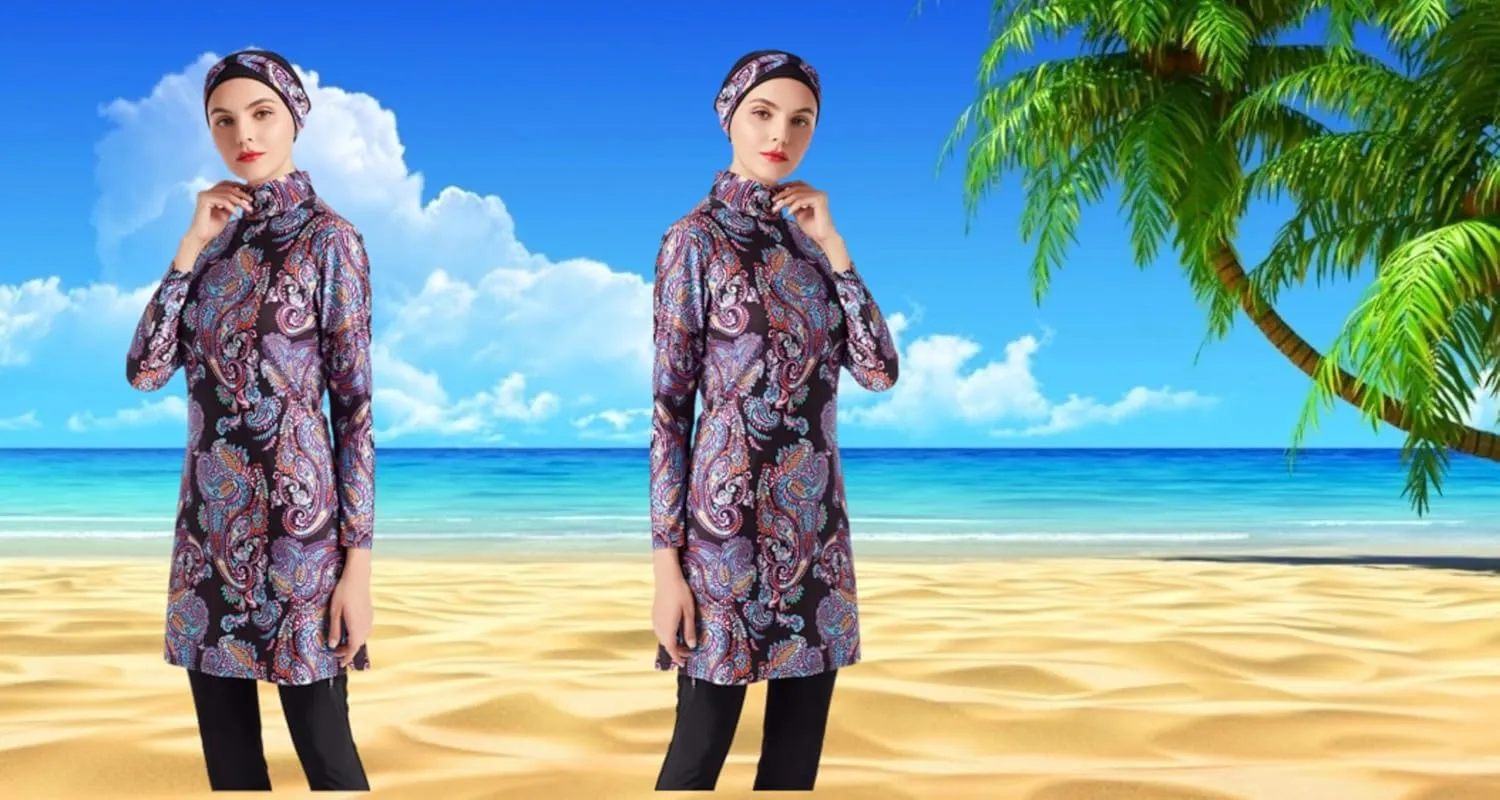 SARBUTER Muslim Swimwear for Women Modest Full Cover Swimsuit Long Sleeve Hijab Burkini