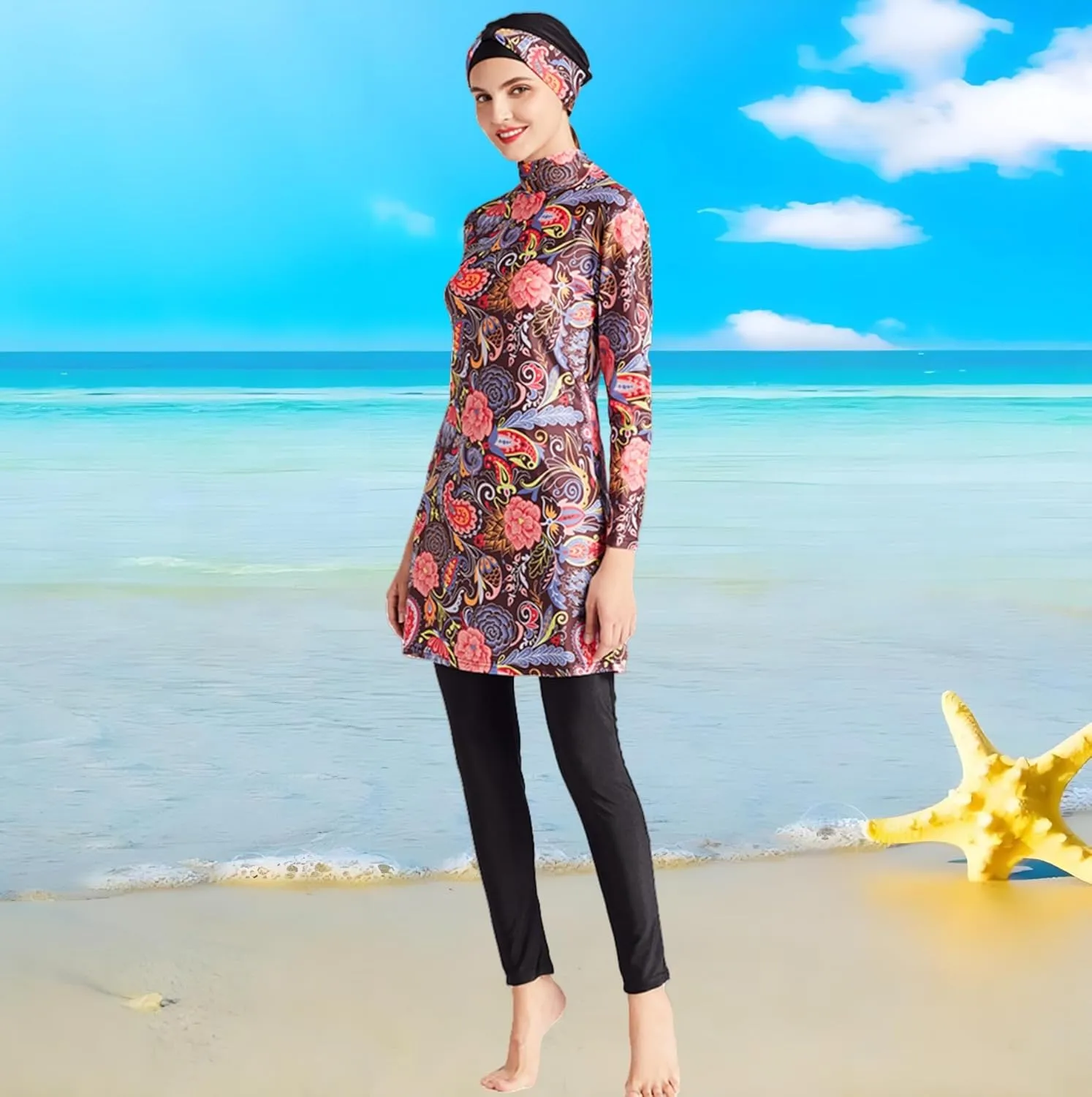 SARBUTER Muslim Swimwear for Women Modest Full Cover Swimsuit Long Sleeve Hijab Burkini