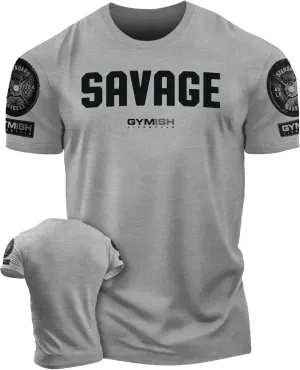 Savage Men's Workout Shirt for Men, Gym Funny Deadlift Lifting T-Shirt