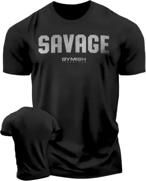 Savage Men's Workout Shirt for Men, Gym Funny Deadlift Lifting T-Shirt