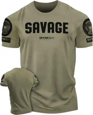 Savage Men's Workout Shirt for Men, Gym Funny Deadlift Lifting T-Shirt