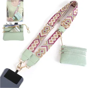 Save Girls Clip and go strap for Phone with Wallet Crossbody Phone Strap with zippered pouch, Phone Strap