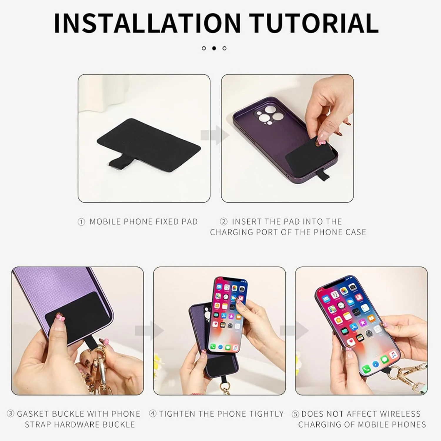 Save Girls Clip and go strap for Phone with Wallet Crossbody Phone Strap with zippered pouch, Phone Strap
