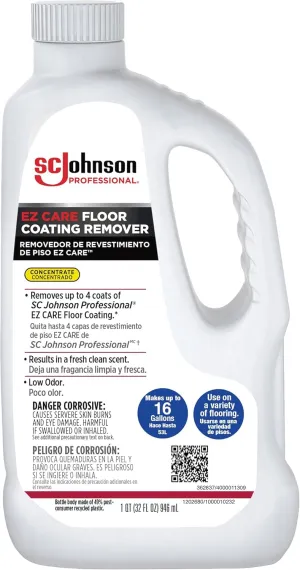 SC Johnson Professional EZ CARE Floor Coating Remover, 32 fl. oz. Bottle, 6 Count, for Professional Use Only
