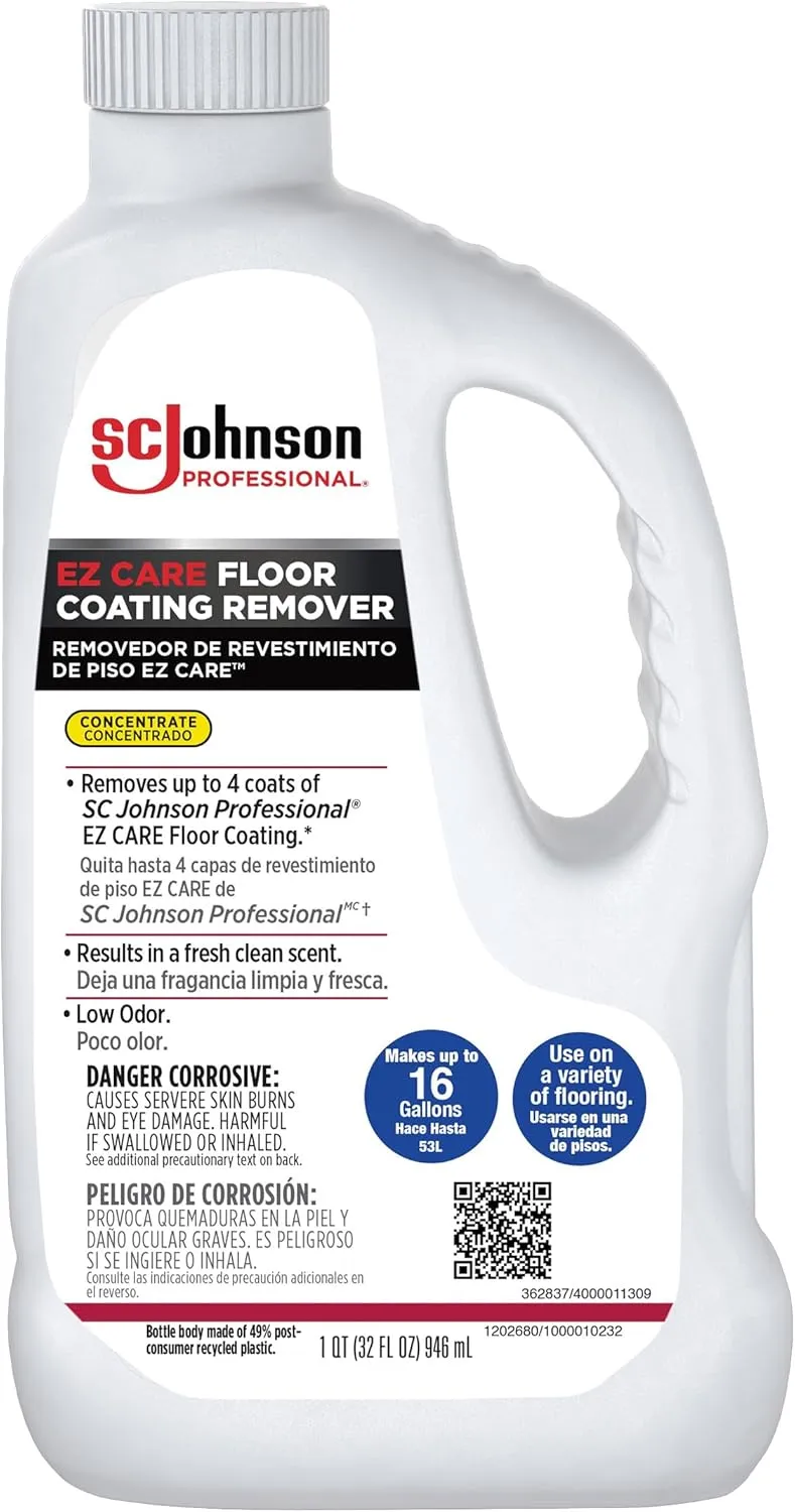 SC Johnson Professional EZ CARE Floor Coating Remover, 32 fl. oz. Bottle, 6 Count, for Professional Use Only