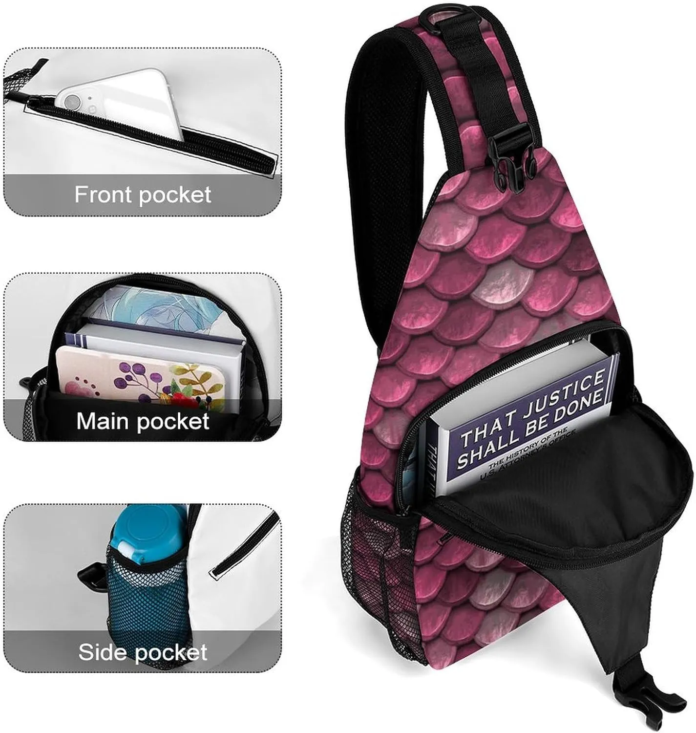 Scale Pattern Unisex Full Printed Chest Bag Crossbody Bag Suitable for Shopping, Traveling And Sports