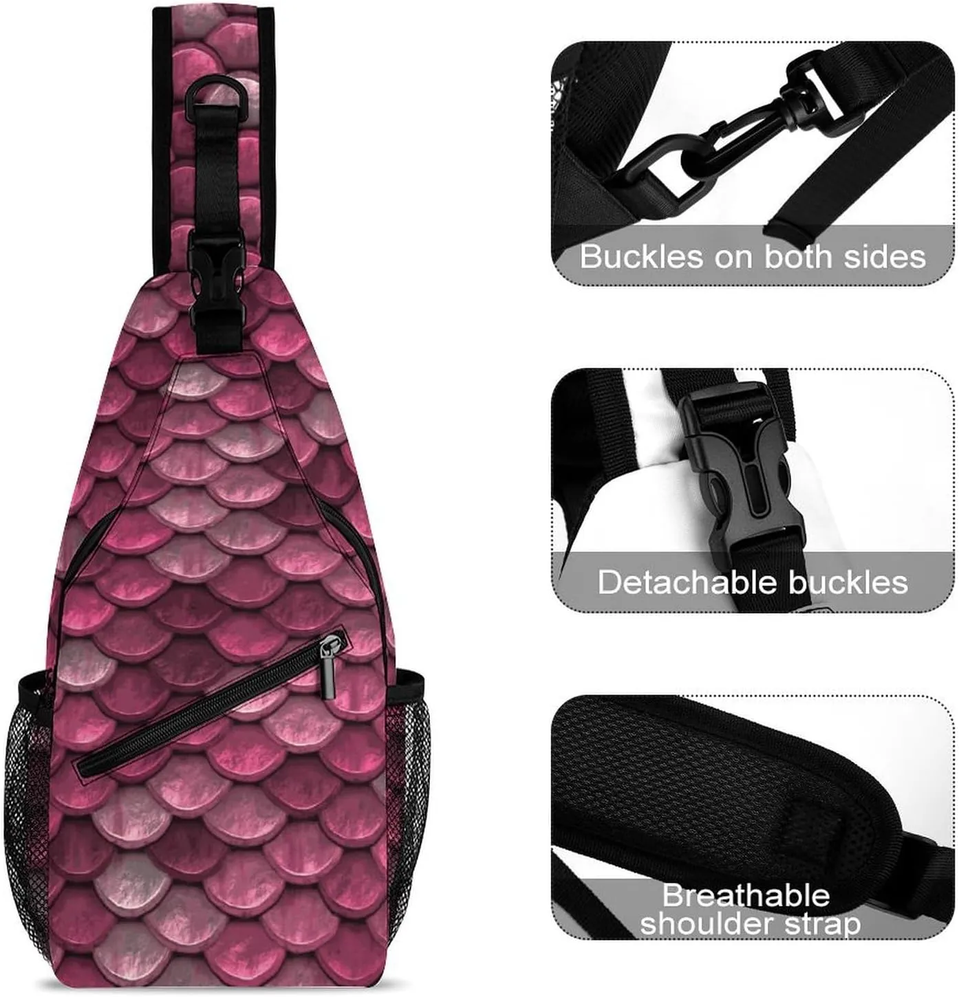 Scale Pattern Unisex Full Printed Chest Bag Crossbody Bag Suitable for Shopping, Traveling And Sports