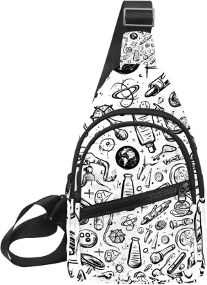 science vector (1) Sling Backpack, Adjustable Crossbody Shoulder Bag Travel Hiking Daypack
