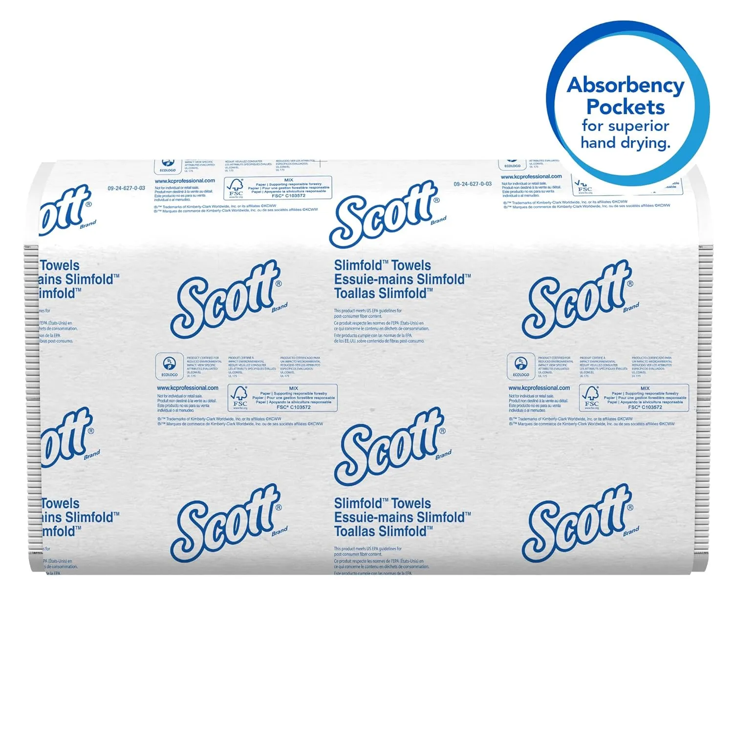 Scott Professional Pro Slimfold Folded Paper Towels, Bulk (04442), Absorbency Pockets, White, for Compatible Kimberly-Clark Professional Dispensers (24 Packs of 90 Sheets, 2,160 Sheet Total)