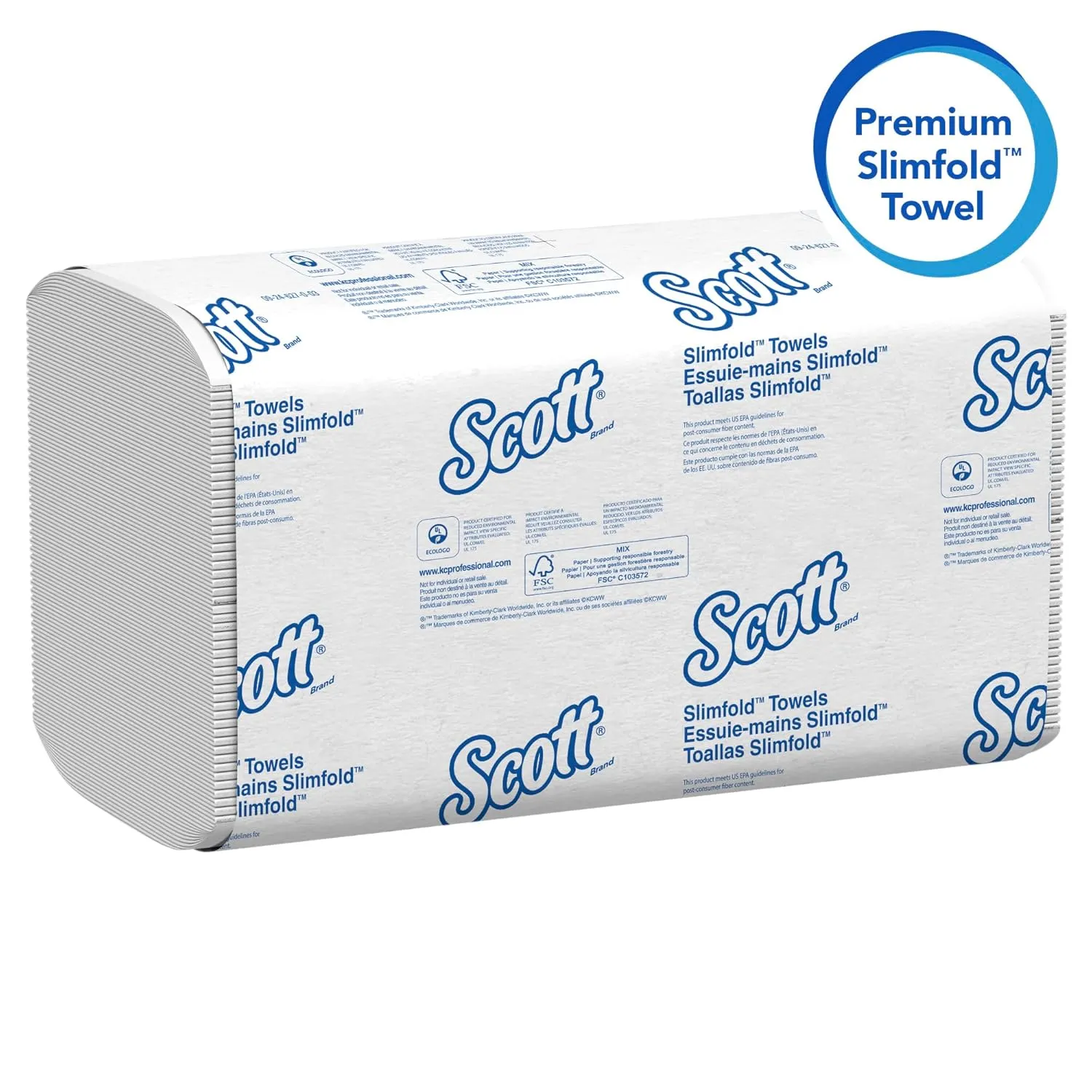 Scott Professional Pro Slimfold Folded Paper Towels, Bulk (04442), Absorbency Pockets, White, for Compatible Kimberly-Clark Professional Dispensers (24 Packs of 90 Sheets, 2,160 Sheet Total)