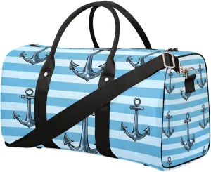 Sea Anchor Pattern Travel Duffel Bag for Women Men Waterproof Foldable Overnight Weekender Bag Large Capacity Sports Gym Bag
