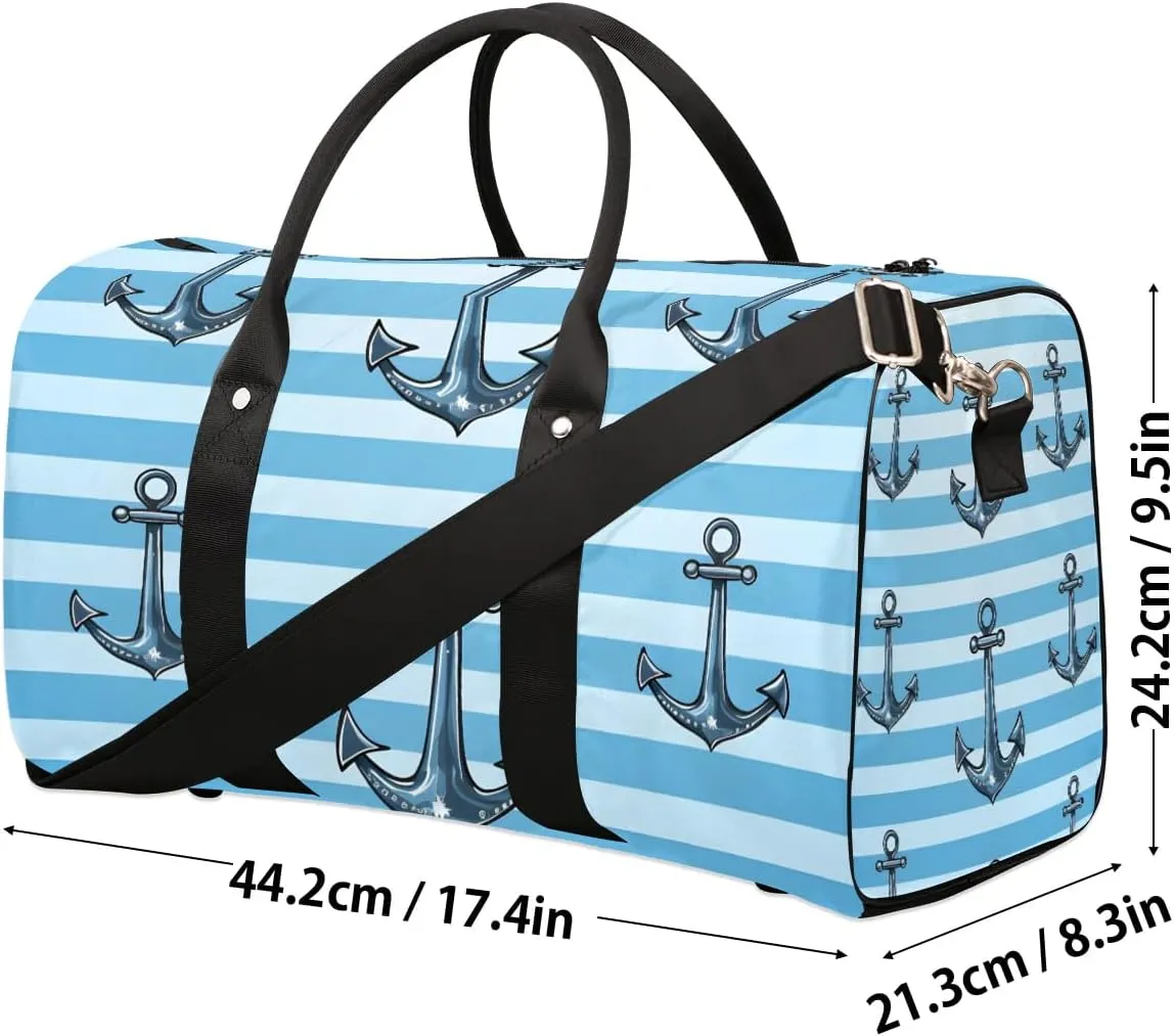 Sea Anchor Pattern Travel Duffel Bag for Women Men Waterproof Foldable Overnight Weekender Bag Large Capacity Sports Gym Bag