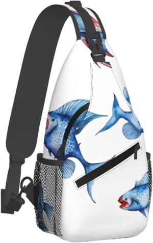(Sea Animals Stingrays) Sling Bag Crossbody Backpack For Men Women Adjustable Chest Daypack For Travel Hiking Gym Casual Shoulder Bag