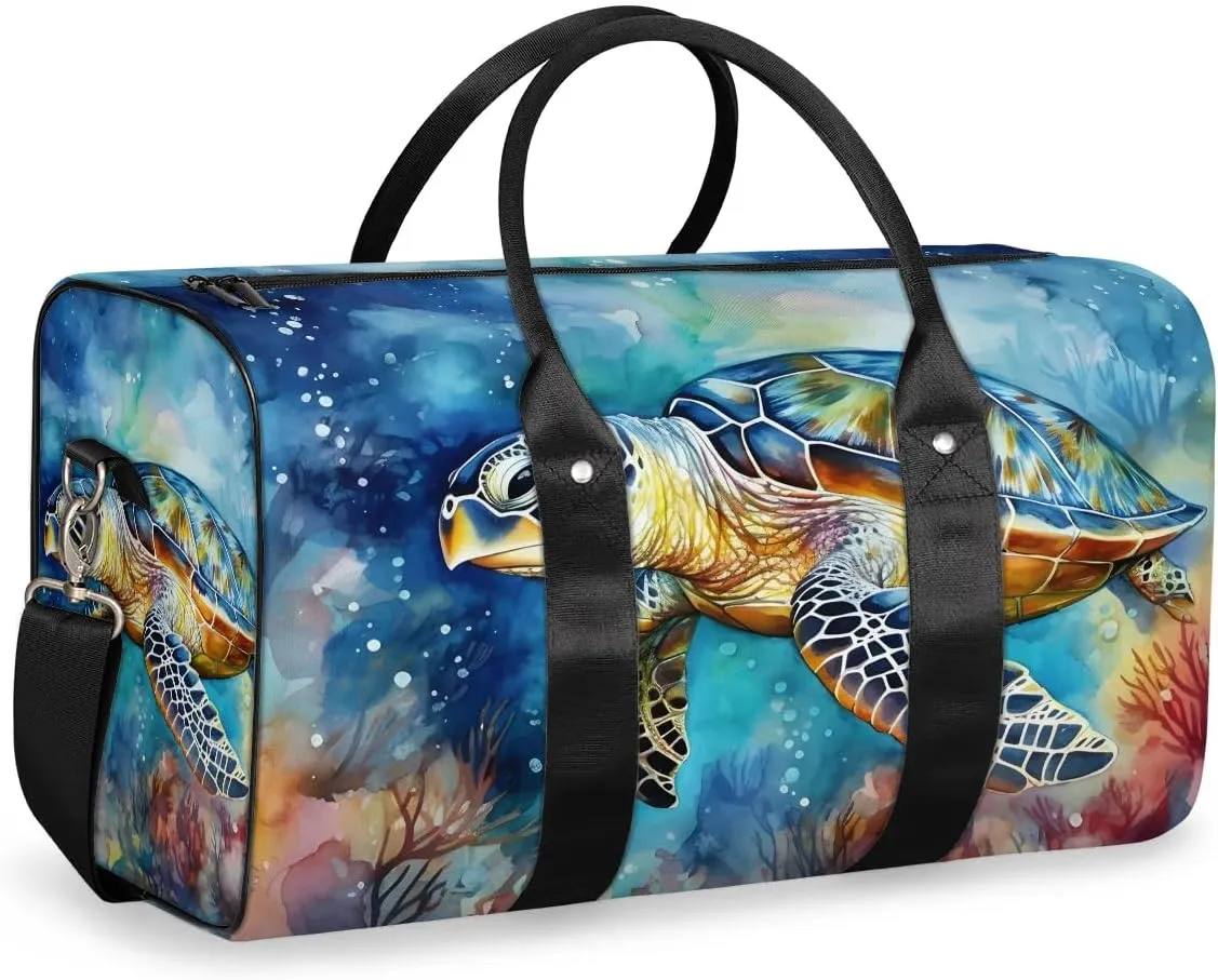 Sea turtle Travel Duffel Bag for Women Men Waterproof Foldable Overnight Weekender Bag Large Capacity Sports Gym Bag