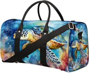 Sea turtle Travel Duffel Bag for Women Men Waterproof Foldable Overnight Weekender Bag Large Capacity Sports Gym Bag