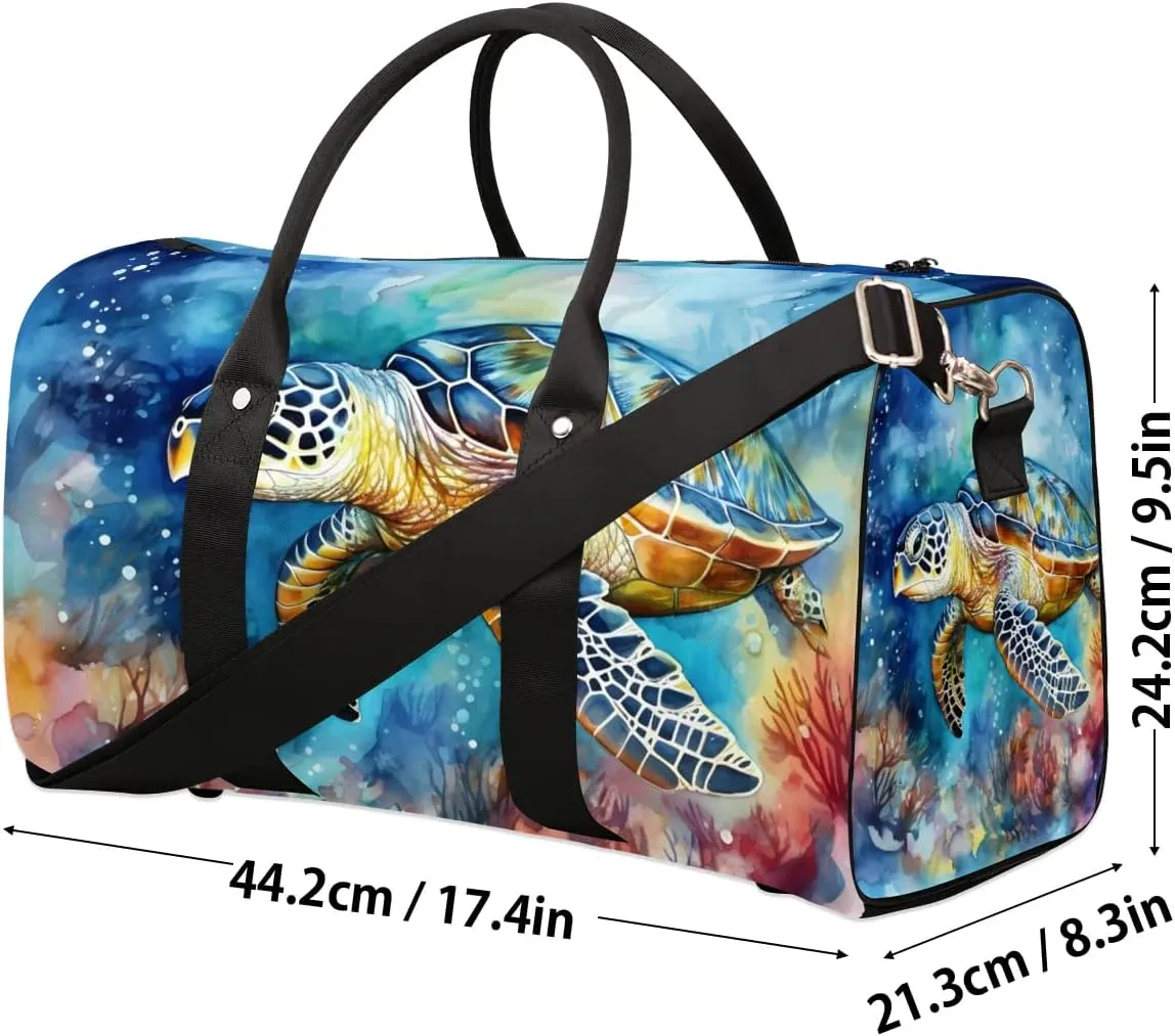 Sea turtle Travel Duffel Bag for Women Men Waterproof Foldable Overnight Weekender Bag Large Capacity Sports Gym Bag