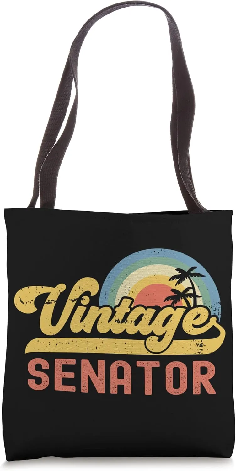 Senator Vintage Sunset Profession Retro Job Title Tote Bag