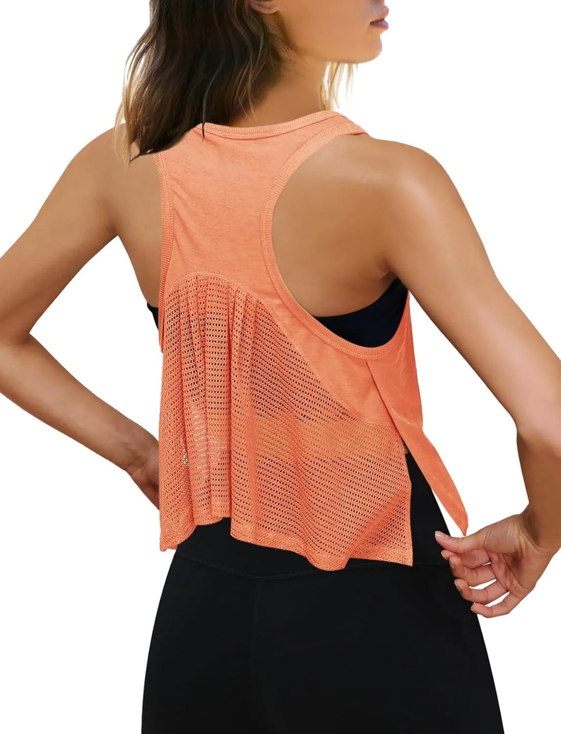 SENSERISE Womens Workout Tank Tops Athletic Sleeveless Shirts Mesh Racerback Tank Gym Yoga Active Crop Top
