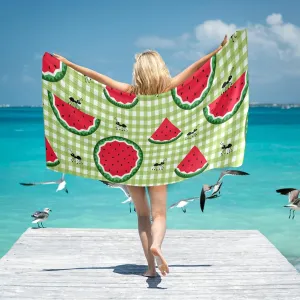 senya Beach Towel Beach Blanket Mat 71”x 31” Cute Ants Slices Juicy Watermelon Pool Towel Portable for Beach Festival Picnic Travel Outdoor Camping