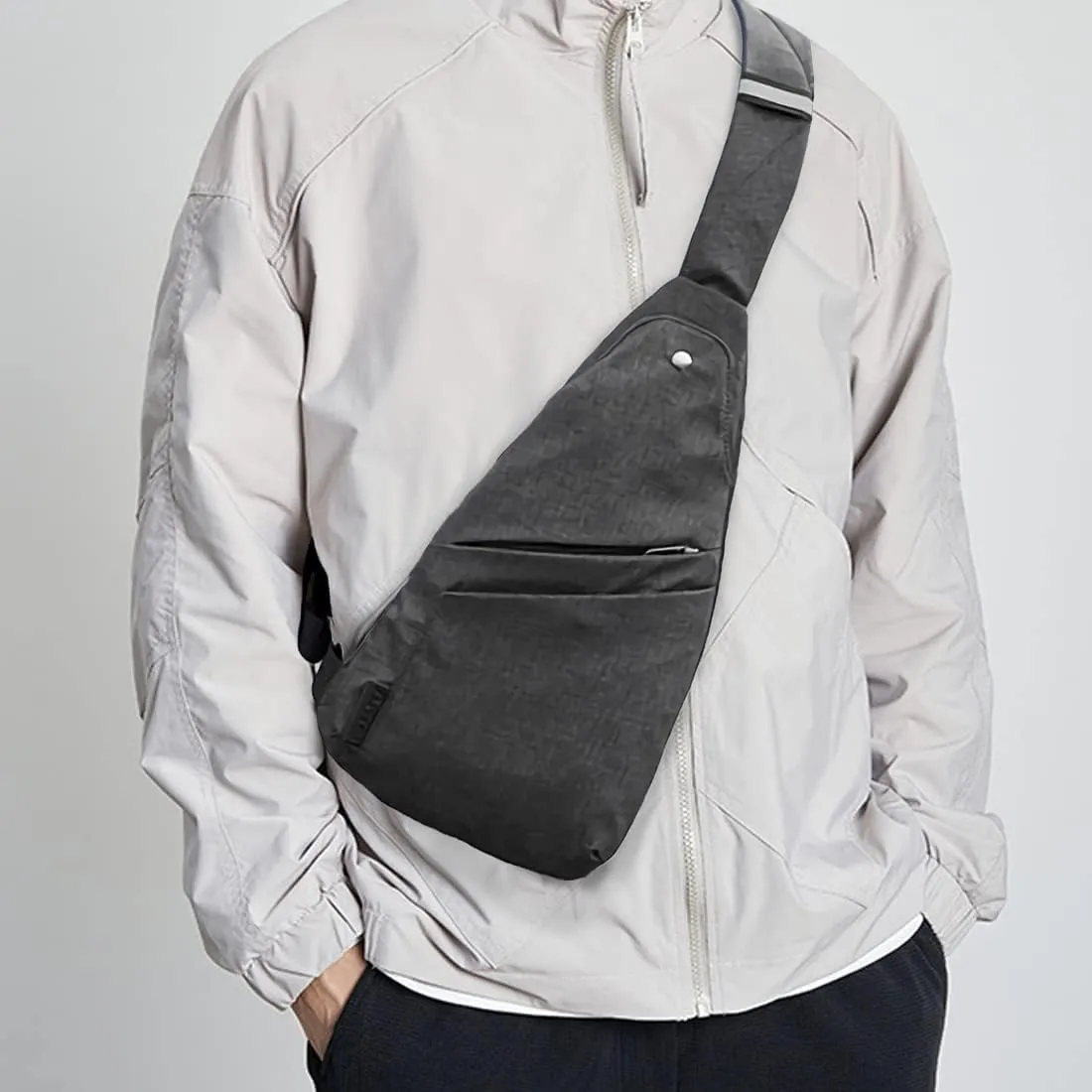 Seoky Rop Slim Sling Bag Small Ultra Thin Water Resistance Crossbody Chest Shoulder Backpack Personal Pocket Bag Blue