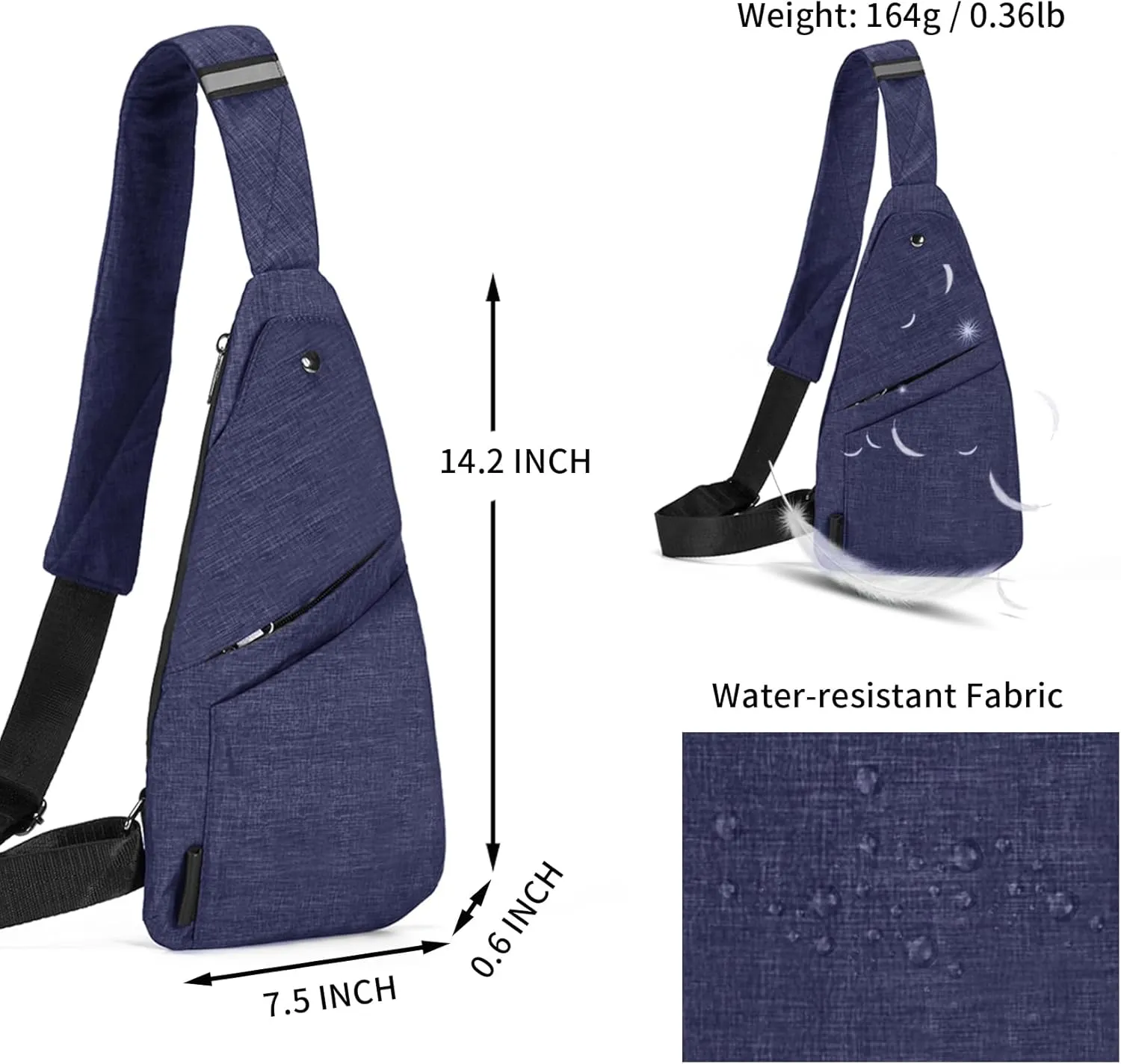 Seoky Rop Slim Sling Bag Small Ultra Thin Water Resistance Crossbody Chest Shoulder Backpack Personal Pocket Bag Blue