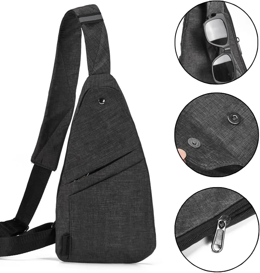 Seoky Rop Slim Sling Bag Small Ultra Thin Water Resistance Crossbody Chest Shoulder Backpack Personal Pocket Bag Blue