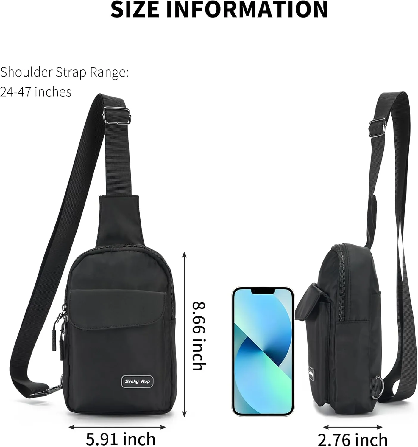 Seoky Rop Small Crossbody Bags for Women Men Nylon Water Resistant Sling Bag for Running Workout Travel