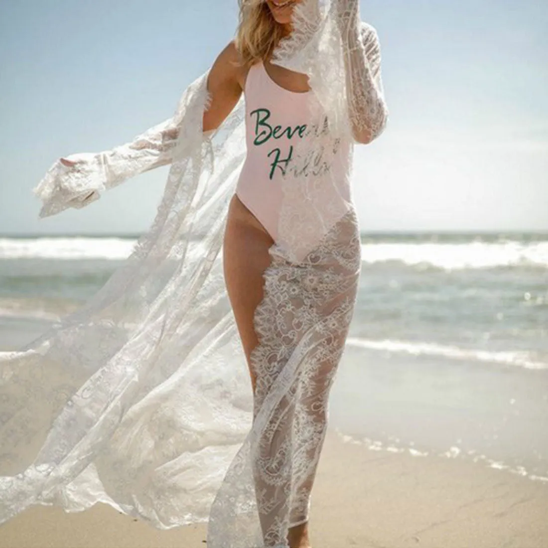 Sexy Pareo Beach Cover Up Beachwear Swimwear Hollow Bikini Beachwear Cover Up Lady Summer Sunproof Dress Bathing Suit