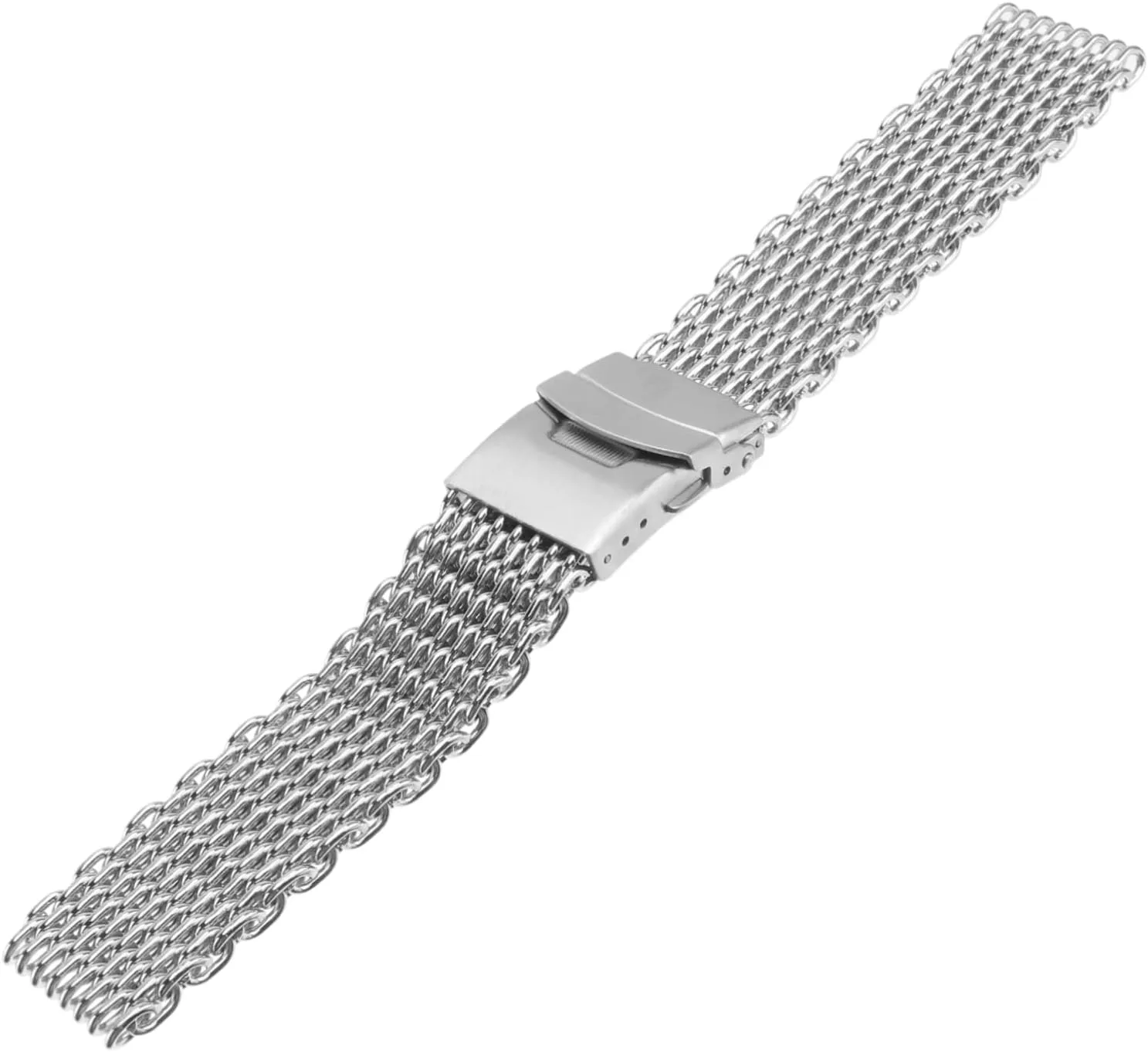 Shark Mesh Stainless Steel Watch Band Strap with Folding Clasp Stylish Replacement Band for Men Women for Daily Wear and Special Occasions