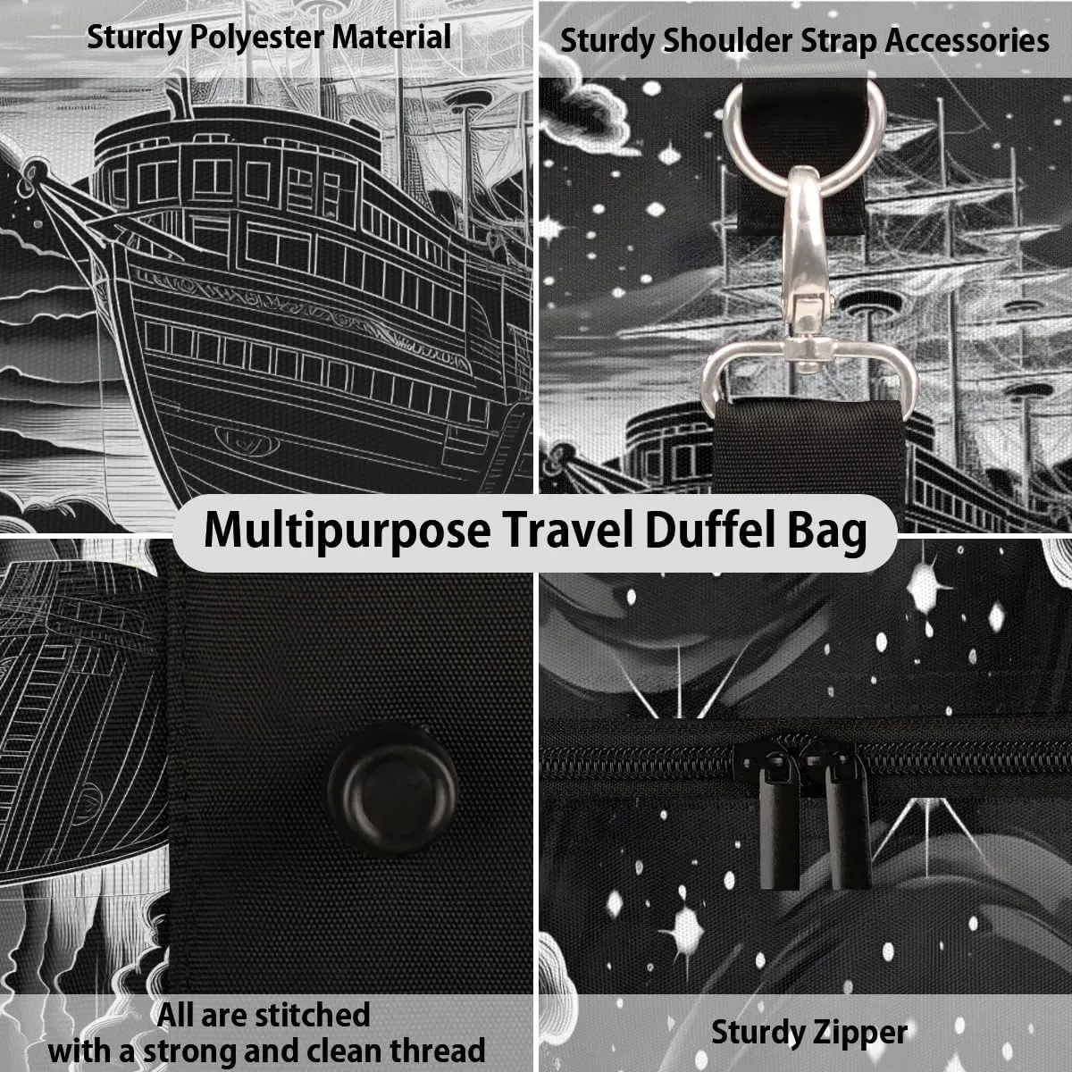 Ship Starry Sky Travel Duffel Bag for Women Men Waterproof Foldable Overnight Weekender Bag Large Capacity Sports Gym Bag