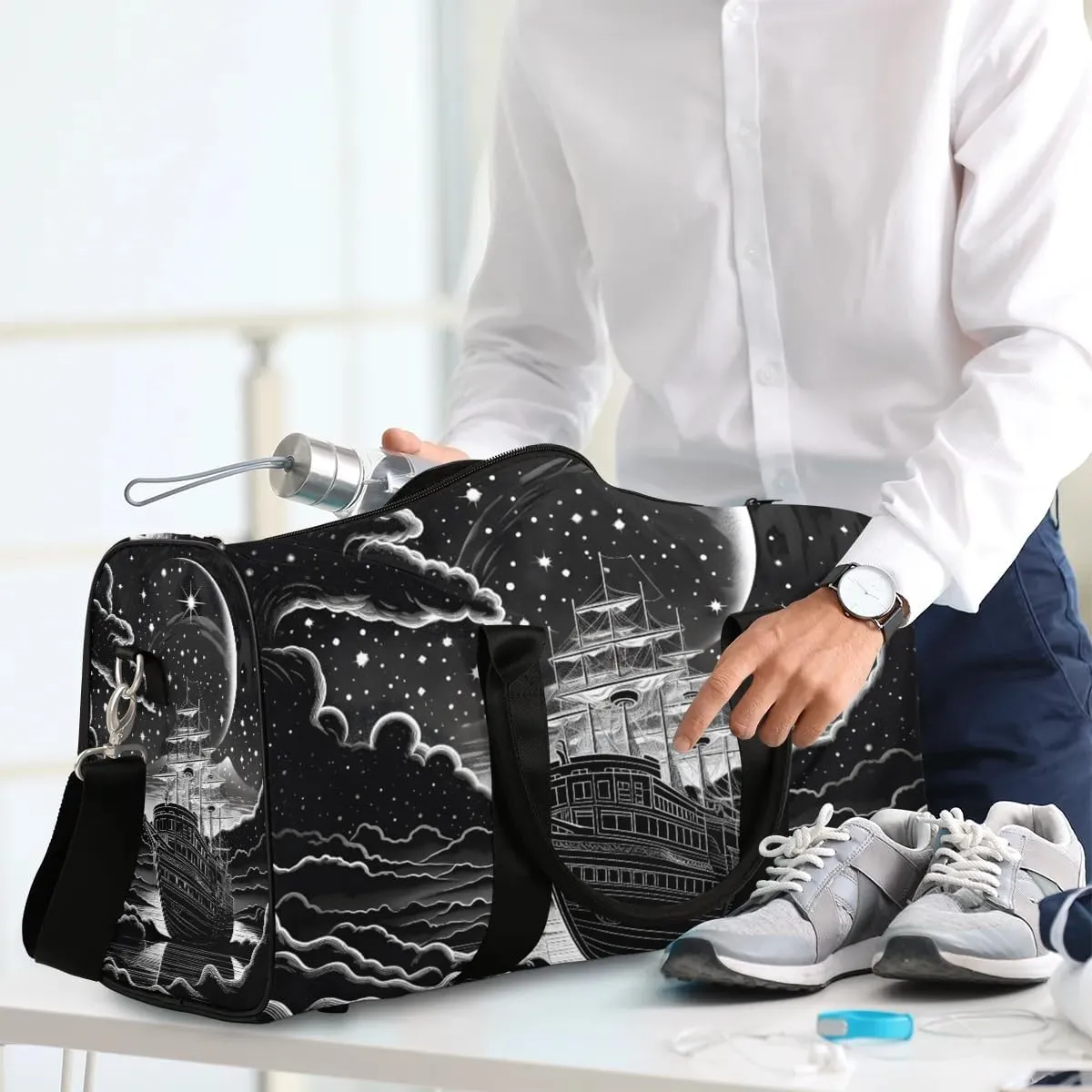 Ship Starry Sky Travel Duffel Bag for Women Men Waterproof Foldable Overnight Weekender Bag Large Capacity Sports Gym Bag