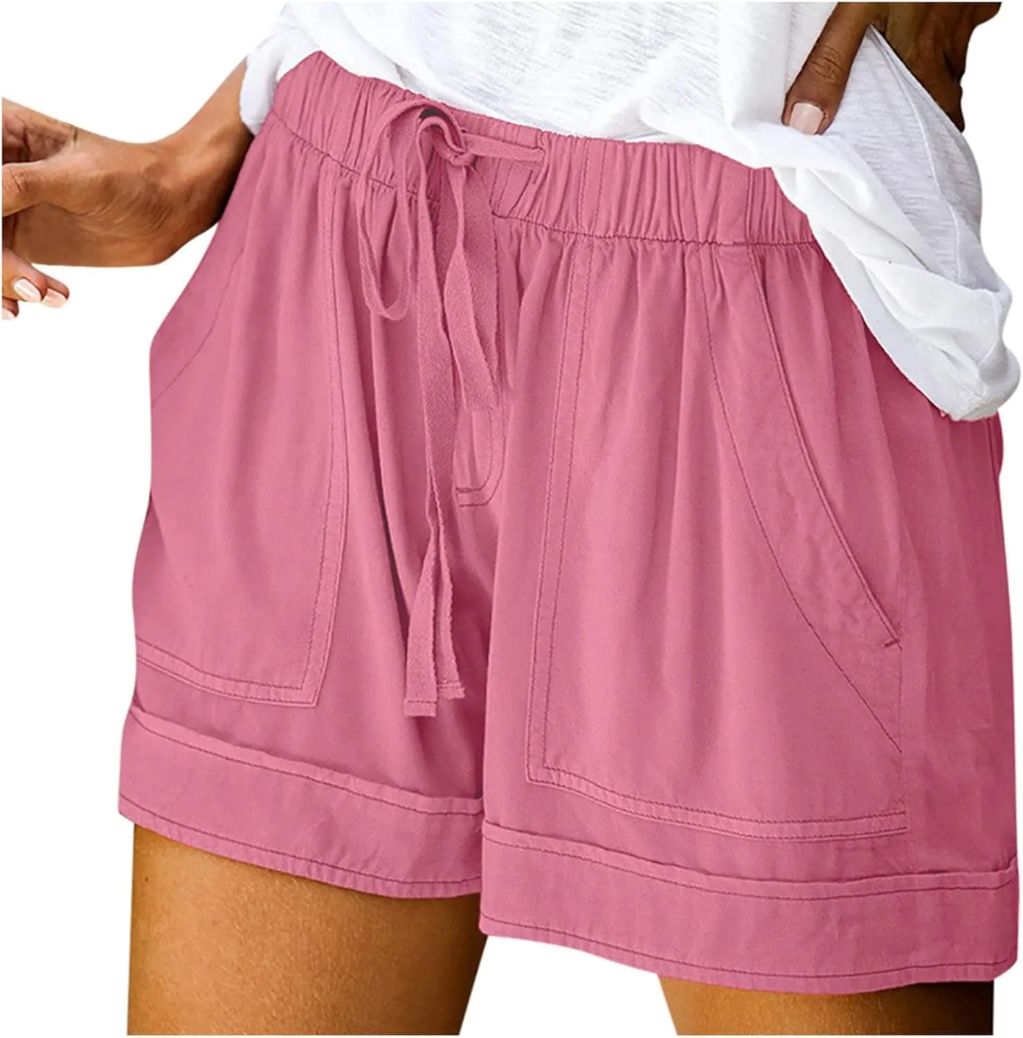 Shorts for Women 2024 Drawstring High Waisted Summer Bermuda Shorts Soft Trendy Lounge Shorts Beach Vacation Shorts