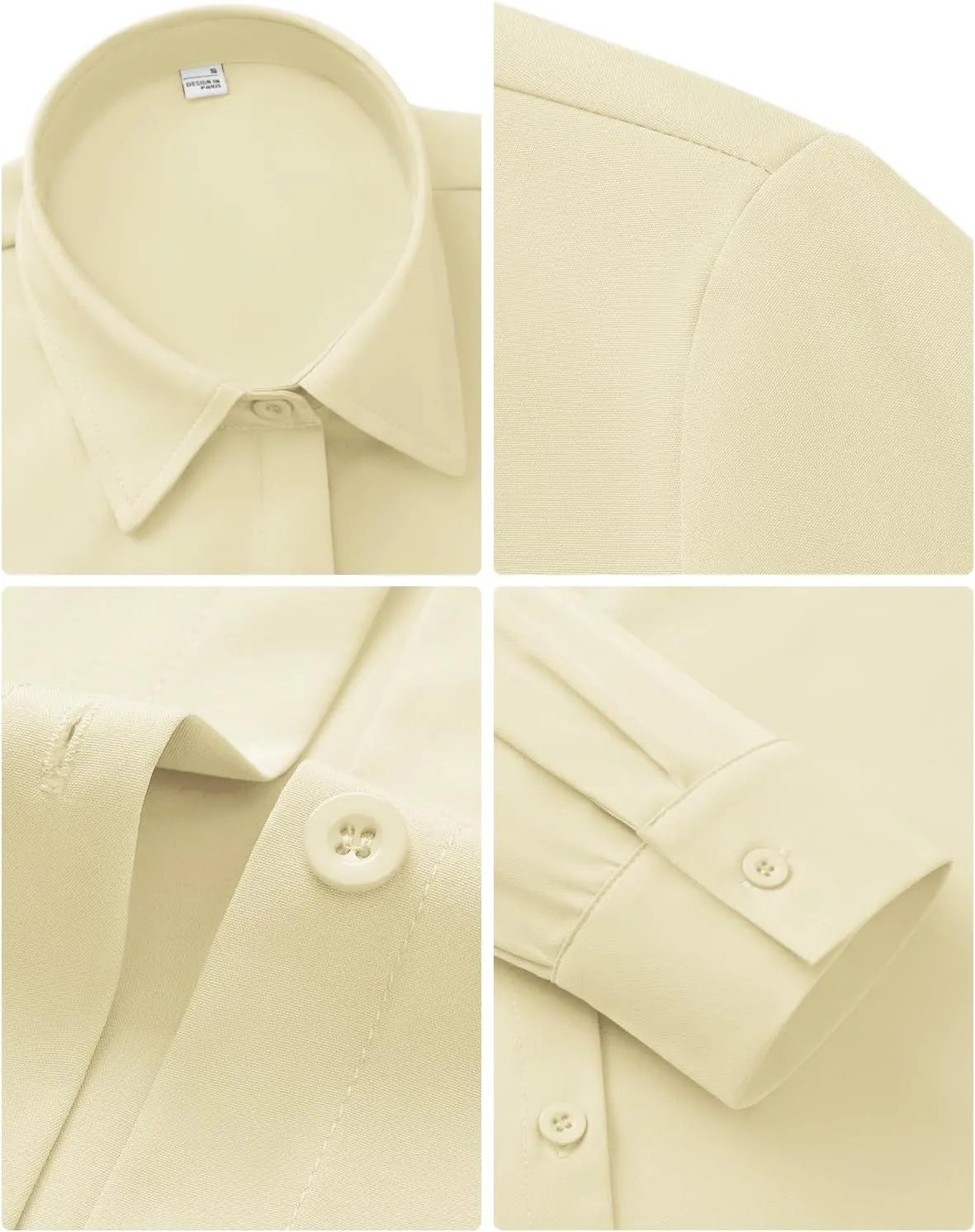 siliteelon Women's Stain Shield Dress Shirts Wrinkle Free Long Sleeve Shirts Solid Work Business Button Down Shirts