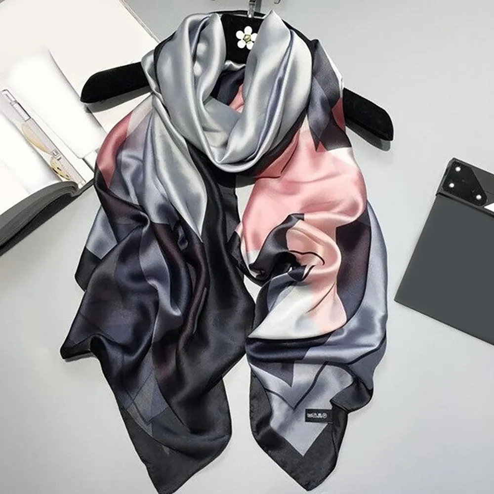 Silk Scarf-Luxurious Delicate Peacock & Floral Hair Wrap Silky Vibrant Scarves