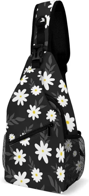 Simple-flower-floral Crossbody Sling Backpack, Shoulder Bag Chest Bag for Travel Sport Running