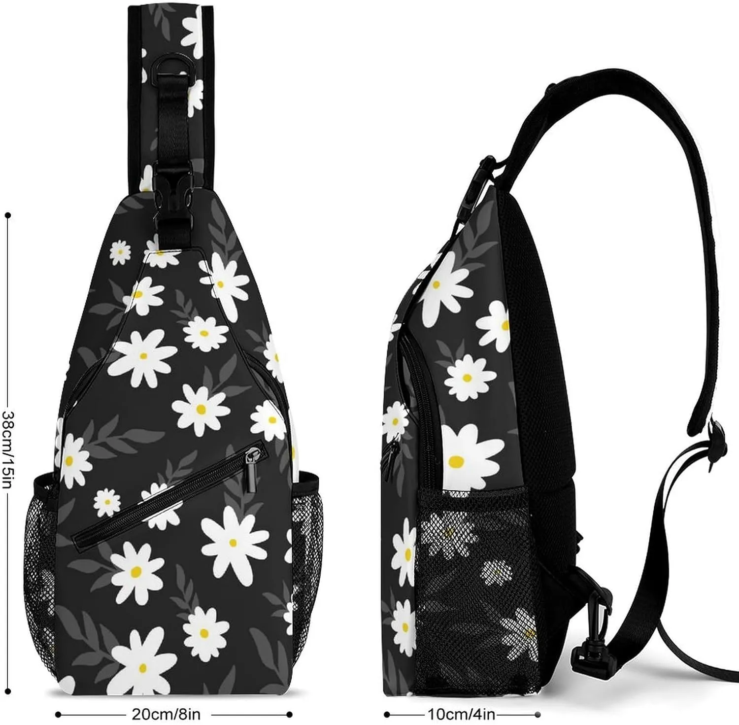 Simple-flower-floral Crossbody Sling Backpack, Shoulder Bag Chest Bag for Travel Sport Running