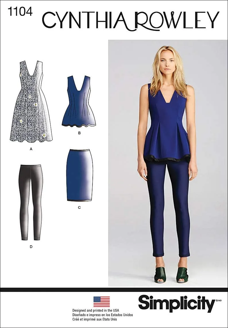 Simplicity 1104 Women's Dress, Pants, Skirt, and Blouse Sewing Pattern by Cynthia Rowley, Size 14-22