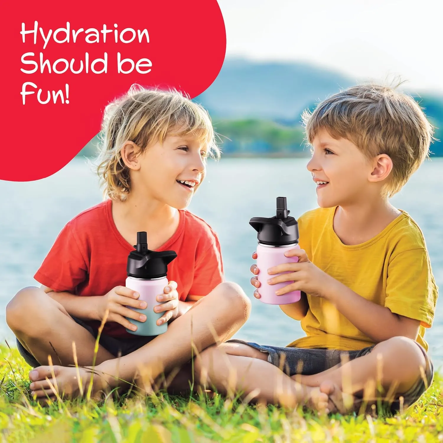 SIPX™ Insulated Kids Water Bottles 12oz. With Straw Lid, BPA-Free Reusable Insulated Toddler Water Bottle Keeps Cold 24 Hours, Metal Water Bottle Kids Made Of Sustainable Material (Black)