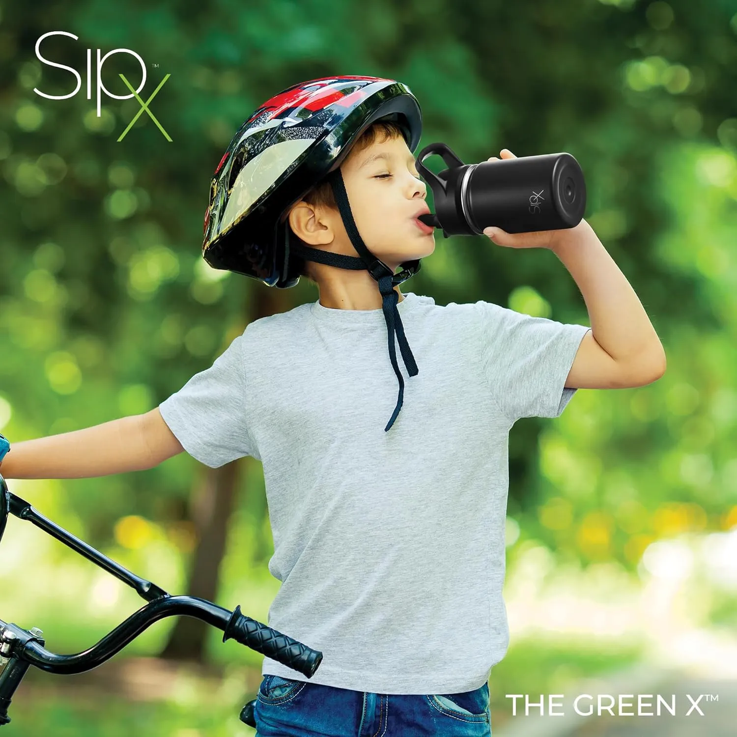 SIPX™ Insulated Kids Water Bottles 12oz. With Straw Lid, BPA-Free Reusable Insulated Toddler Water Bottle Keeps Cold 24 Hours, Metal Water Bottle Kids Made Of Sustainable Material (Black)