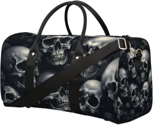 Skeleton Funny Skull Travel Duffel Bag for Women Men Waterproof Foldable Overnight Weekender Bag Large Capacity Sports Gym Bag