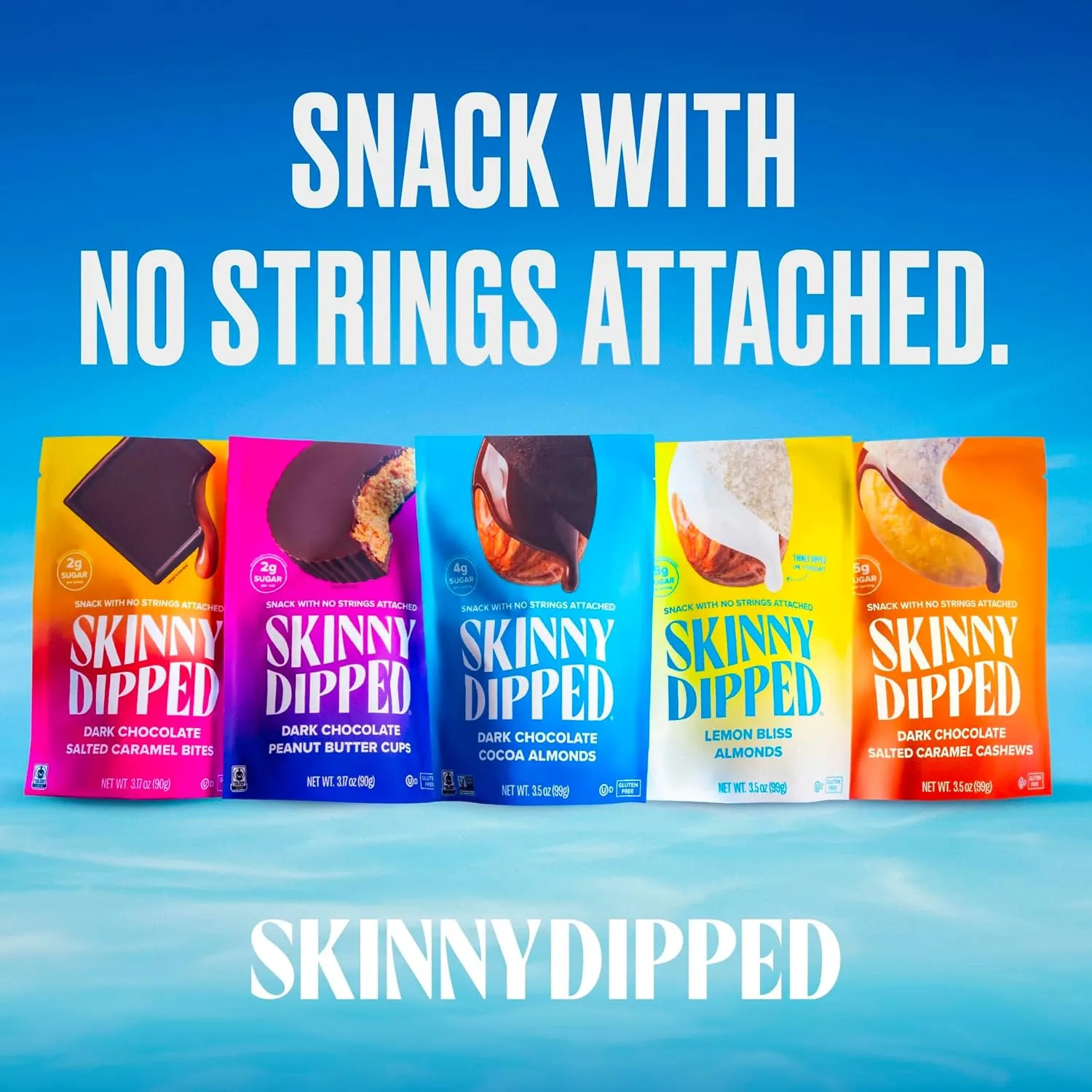 SkinnyDipped Lemon Bliss Yogurt Covered Almonds, Healthy Snack, Plant Protein, Gluten Free, 1.2 Ounce (Pack of 15)
