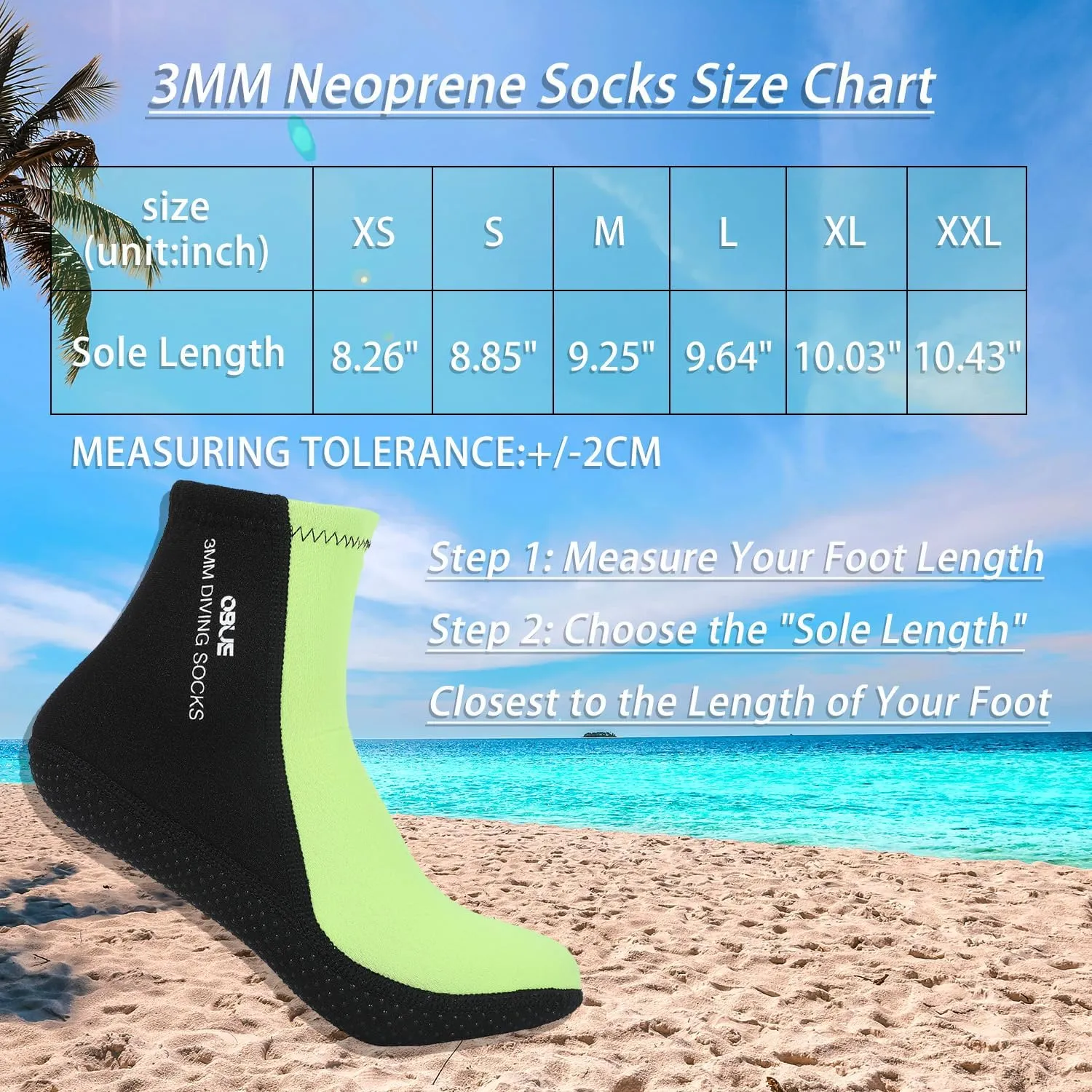 Skyone Dive Neoprene Socks Men Women, 3MM Wetsuit Scuba Socks, Sand Socks Diving Fin Socks Thermal Anti Slip Flexible