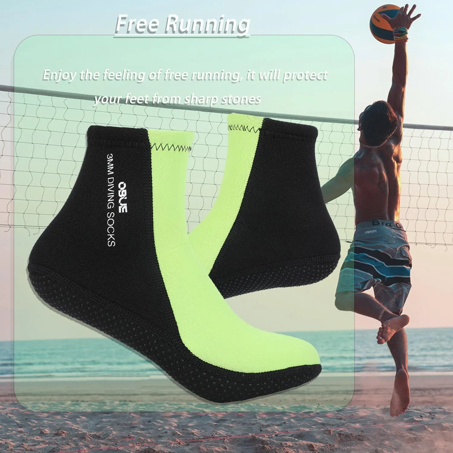 Skyone Dive Neoprene Socks Men Women, 3MM Wetsuit Scuba Socks, Sand Socks Diving Fin Socks Thermal Anti Slip Flexible