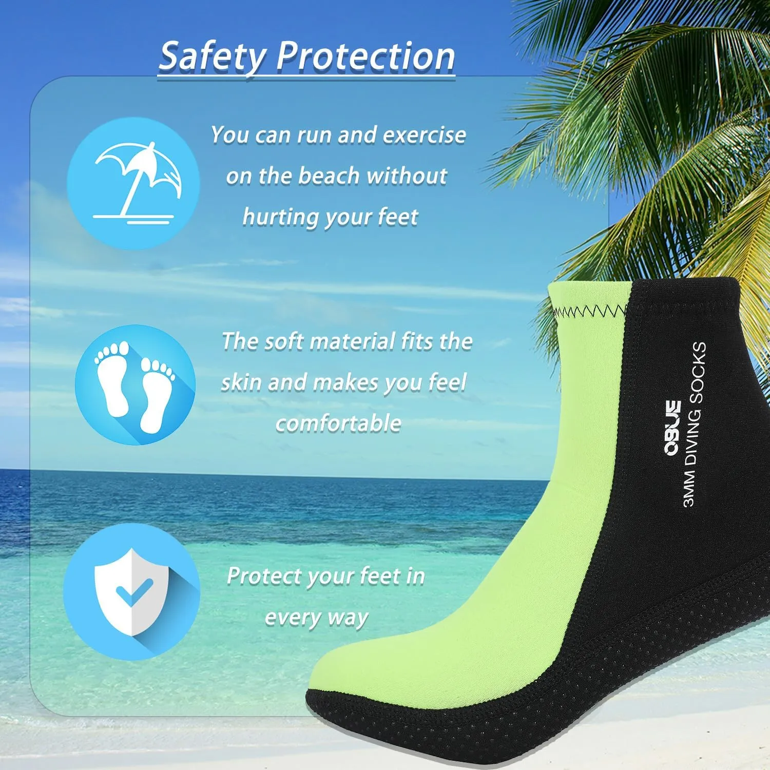 Skyone Dive Neoprene Socks Men Women, 3MM Wetsuit Scuba Socks, Sand Socks Diving Fin Socks Thermal Anti Slip Flexible