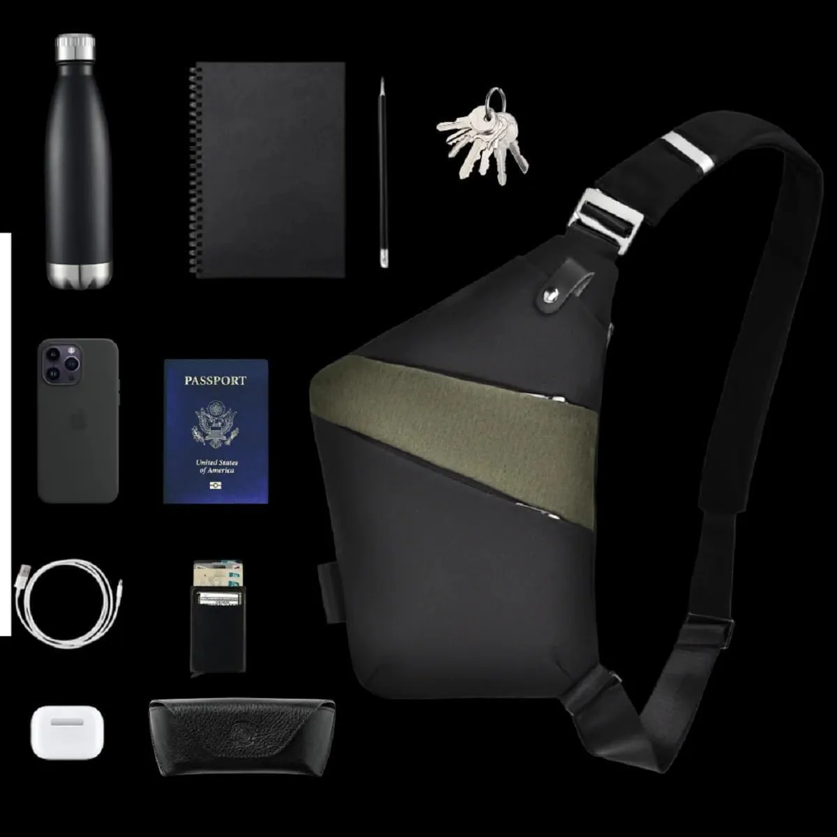 Slim Carry, The Slim Carry Sling Bag, Anti Theft Crossbody Bag, Carry Slim Carry Travel Safe Crossbody Bag (Navy Indigo)
