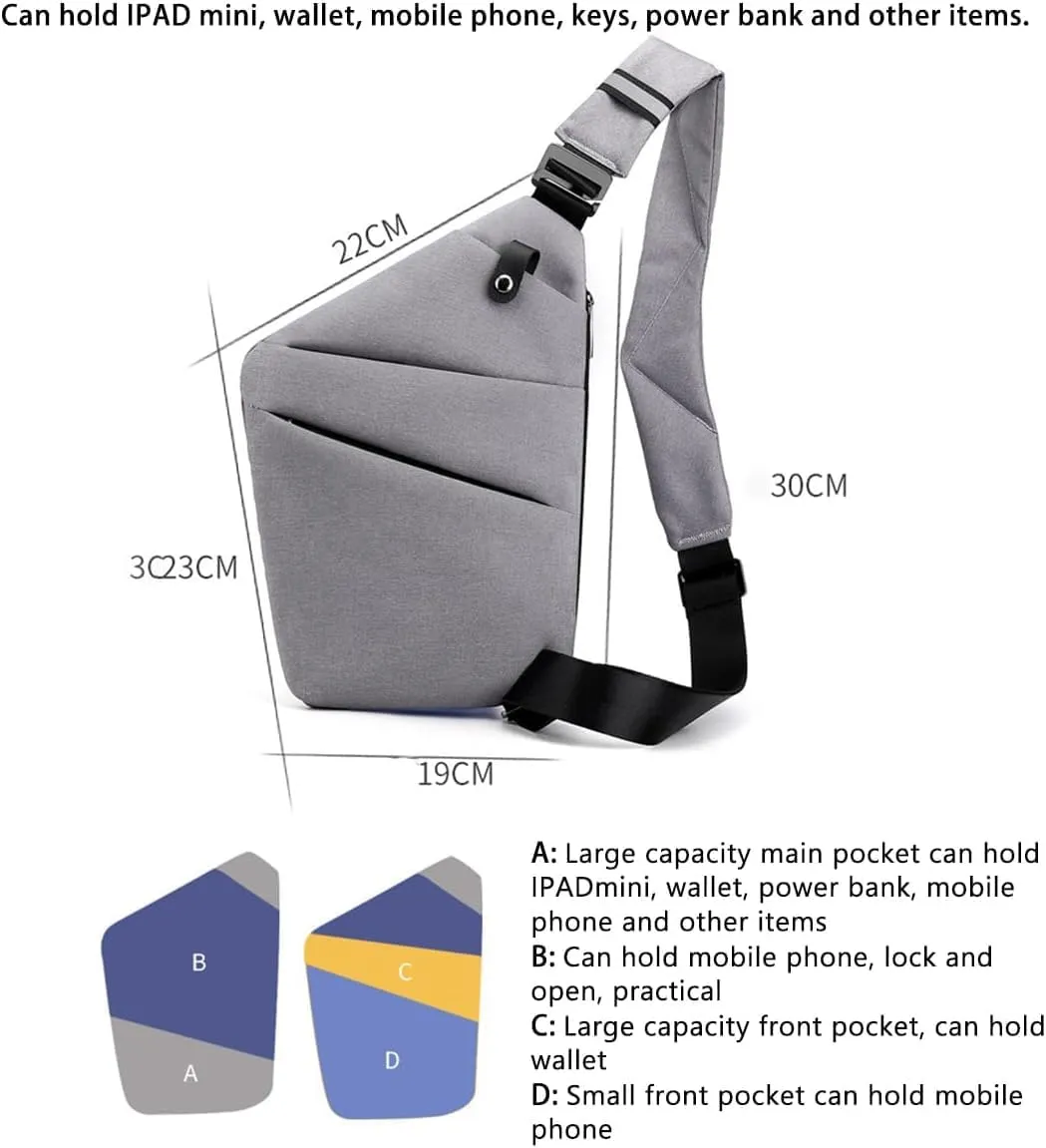 Slim Carry, The Slim Carry Sling Bag, Anti Theft Crossbody Bag, Carry Slim Carry Travel Safe Crossbody Bag (Navy Indigo)